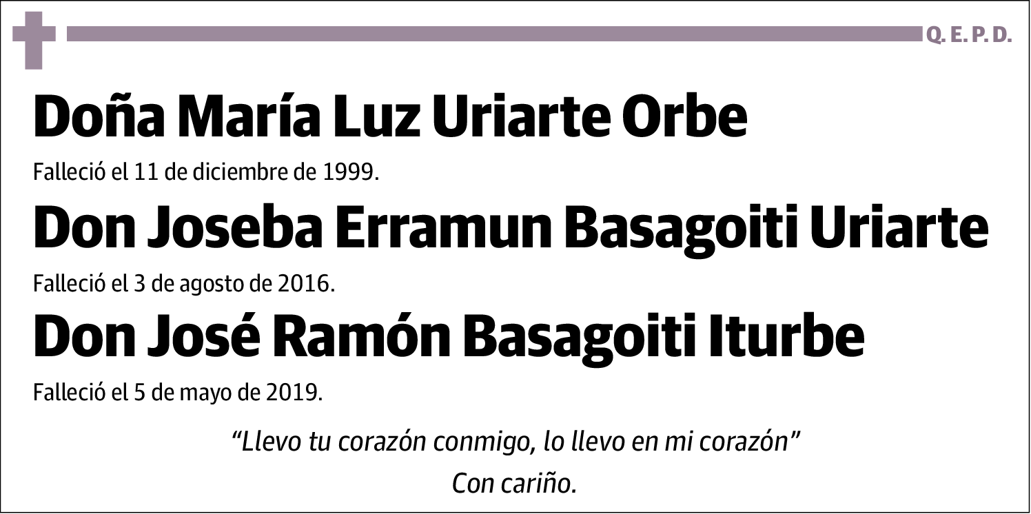 María Luz Uriarte Orbe, Joseba Erramun Basagoiti Uriarte y José Ramón Basagoiti Iturbe