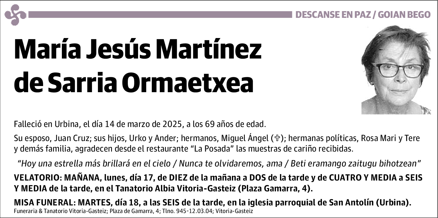 María Jesús Martínez de Sarria Ormaetxea