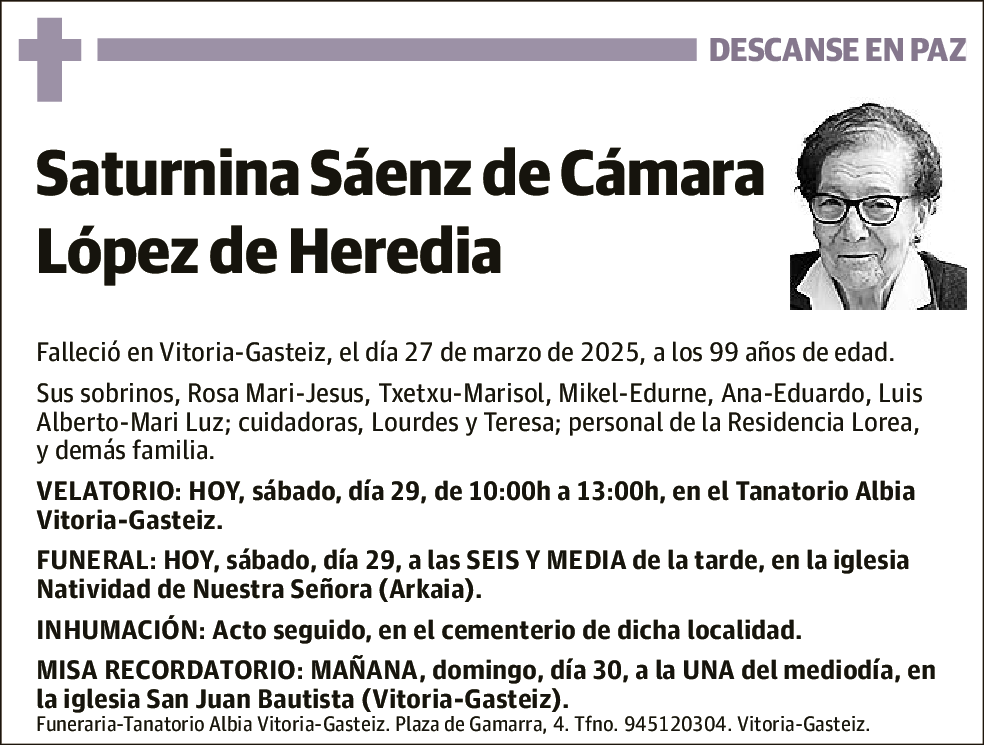 Saturnina Saénz de Cámara López de Heredia