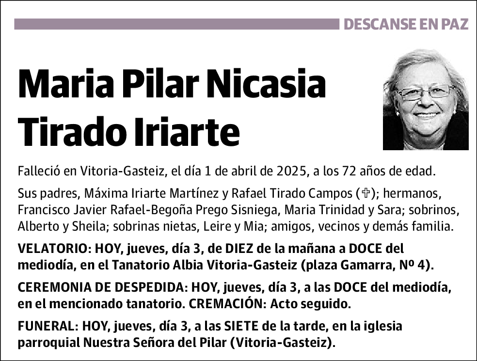 María Pilar Nicasia Tirado Iriarte