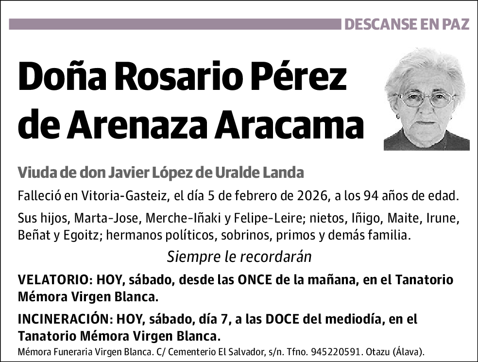 Rosario Pérez de Arenaza Aracama
