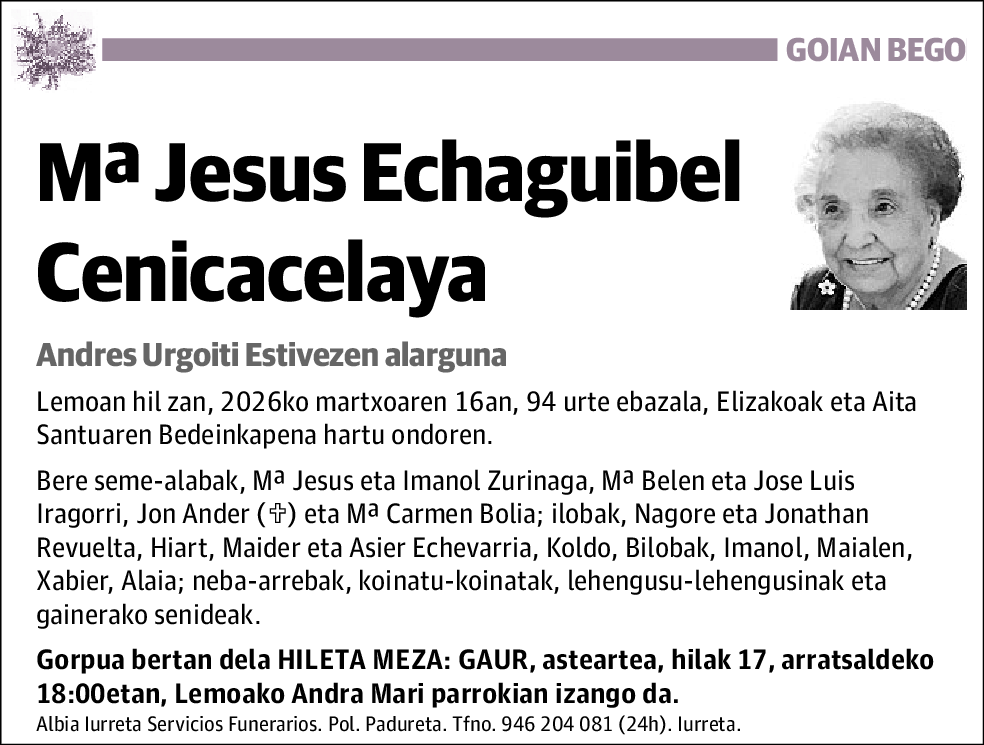 Mª Jesus Echaguibel Cenicacelaya