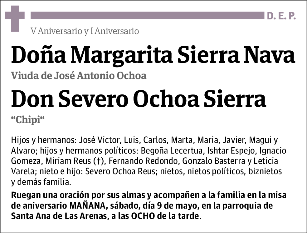 Margarita Y Ochoa Sierra Sierra Nava