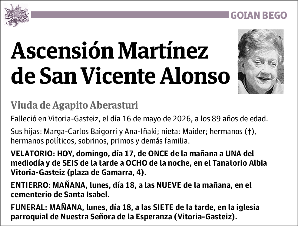 Ascensión Martínez de San Vicente Alonso