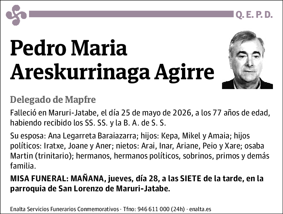 Pedro María Areskurrinaga Agirre