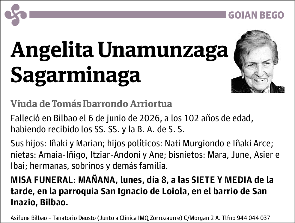 Angelita Unamunzaga Sagarminaga