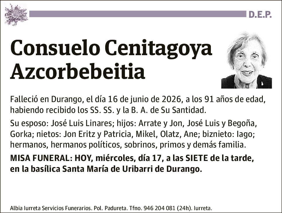 Consuelo Cenitagoya Azcorbebeitia
