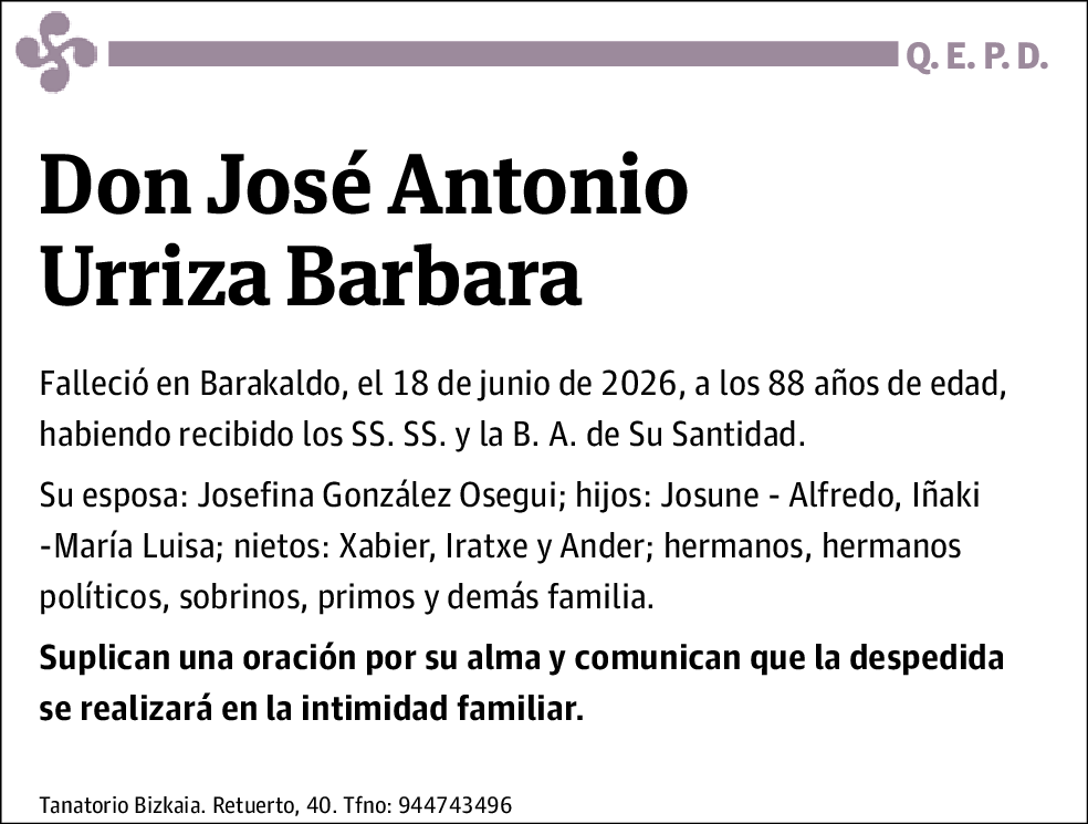 José Antonio Urriza Barbara