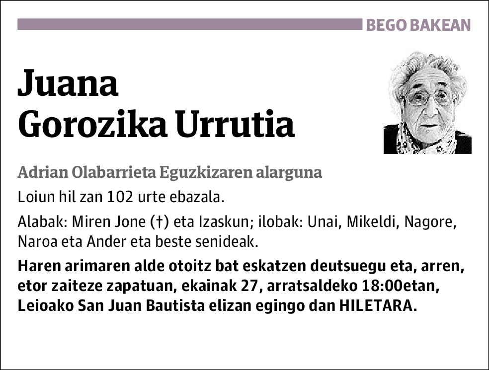 Juana Gorozika Urrutia