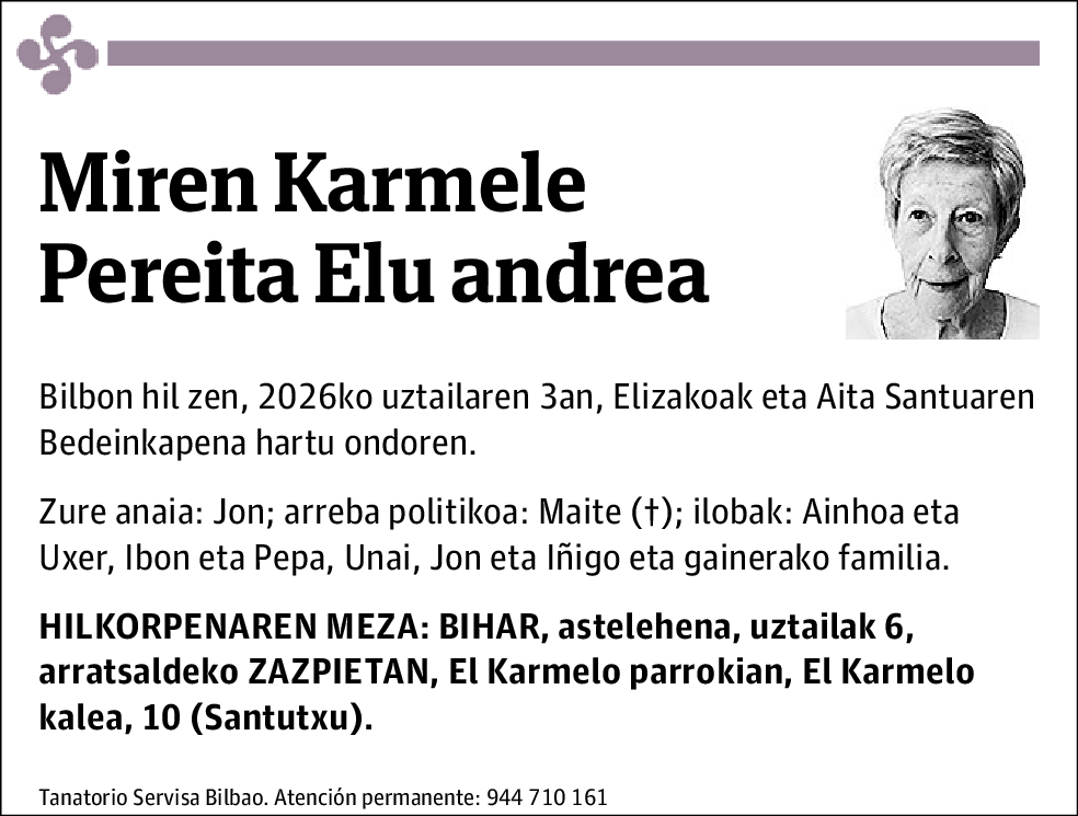 Miren Karmele Pereita Elu