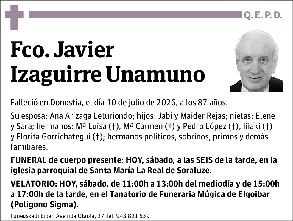 Fco Javier Izaguirre Unamuno