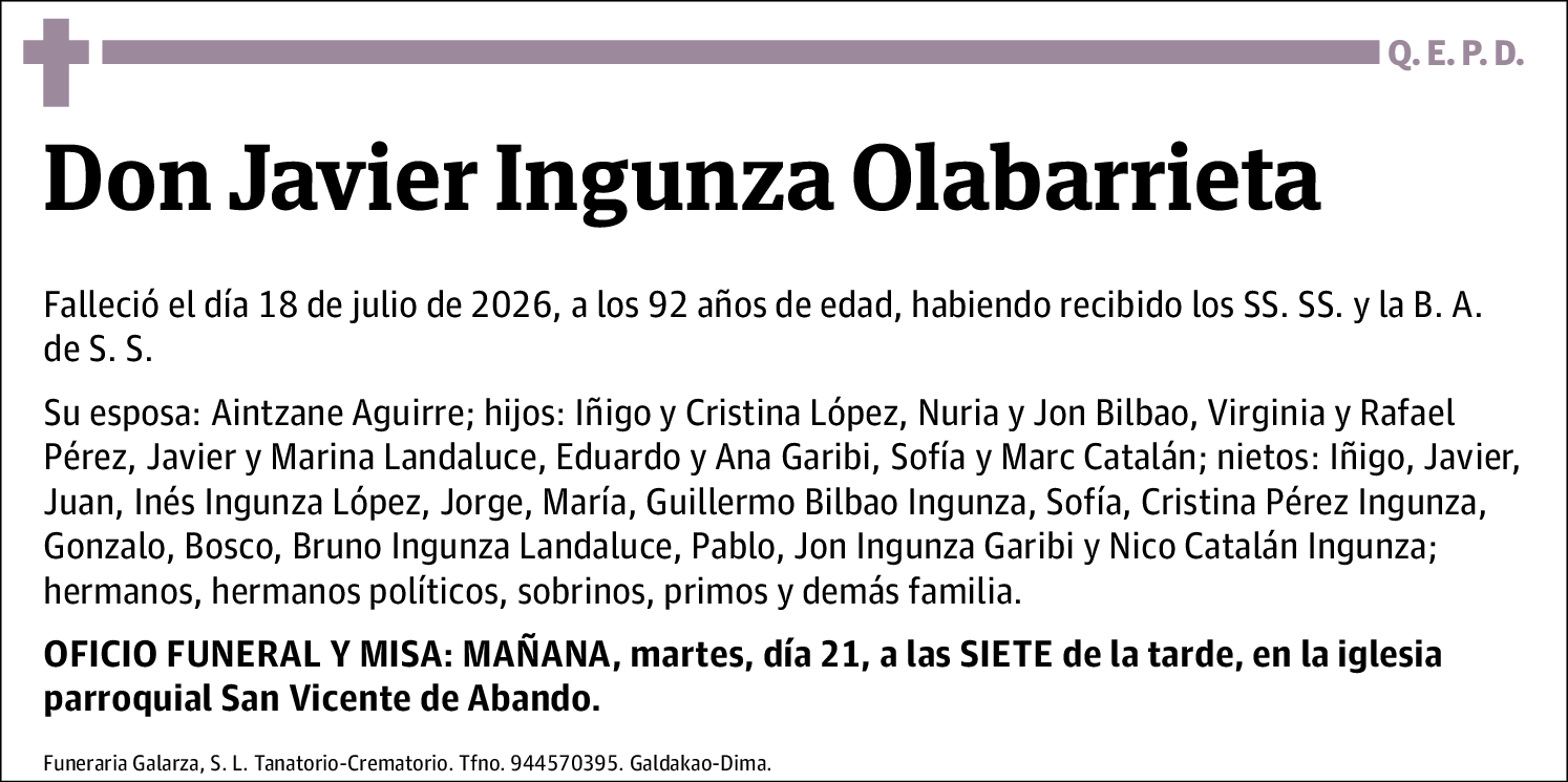 Don Javier Ingunza Olabarrieta