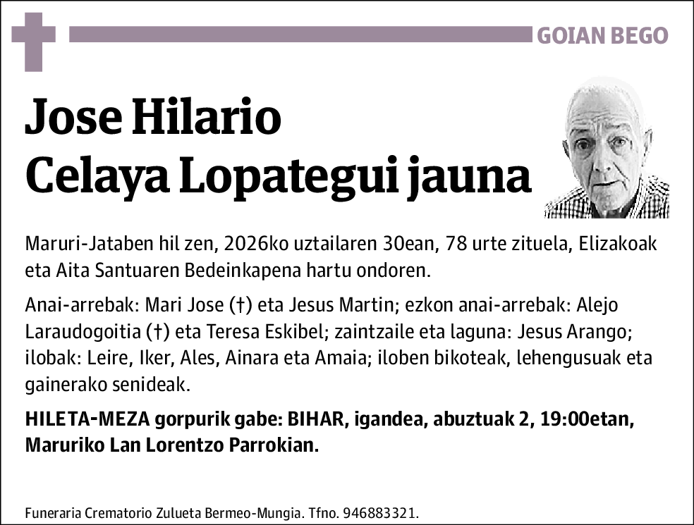 Jose Hilario Celaya Lopategui
