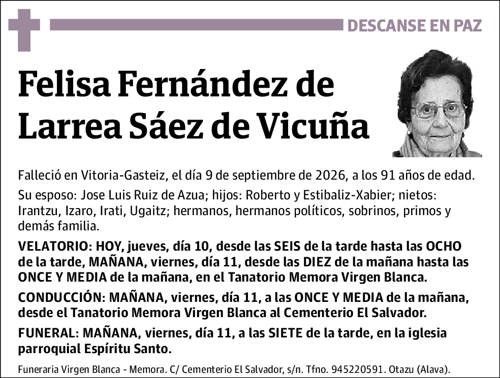 Felisa Fernández de Larrea Sáez de Vicuña