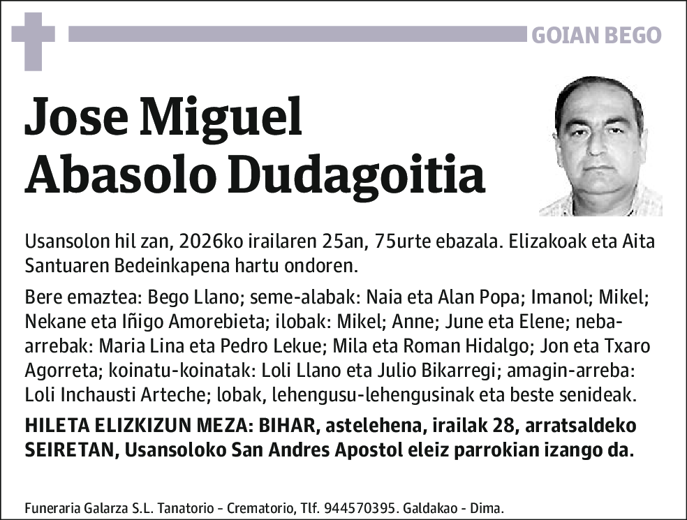 Jose Miguel Abasolo Dudagoitia