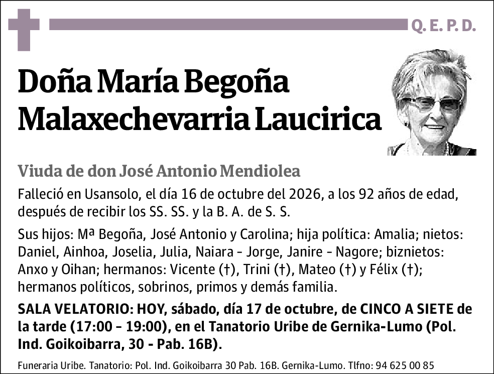 Maria Begoña Malaxechevarria Laucirica
