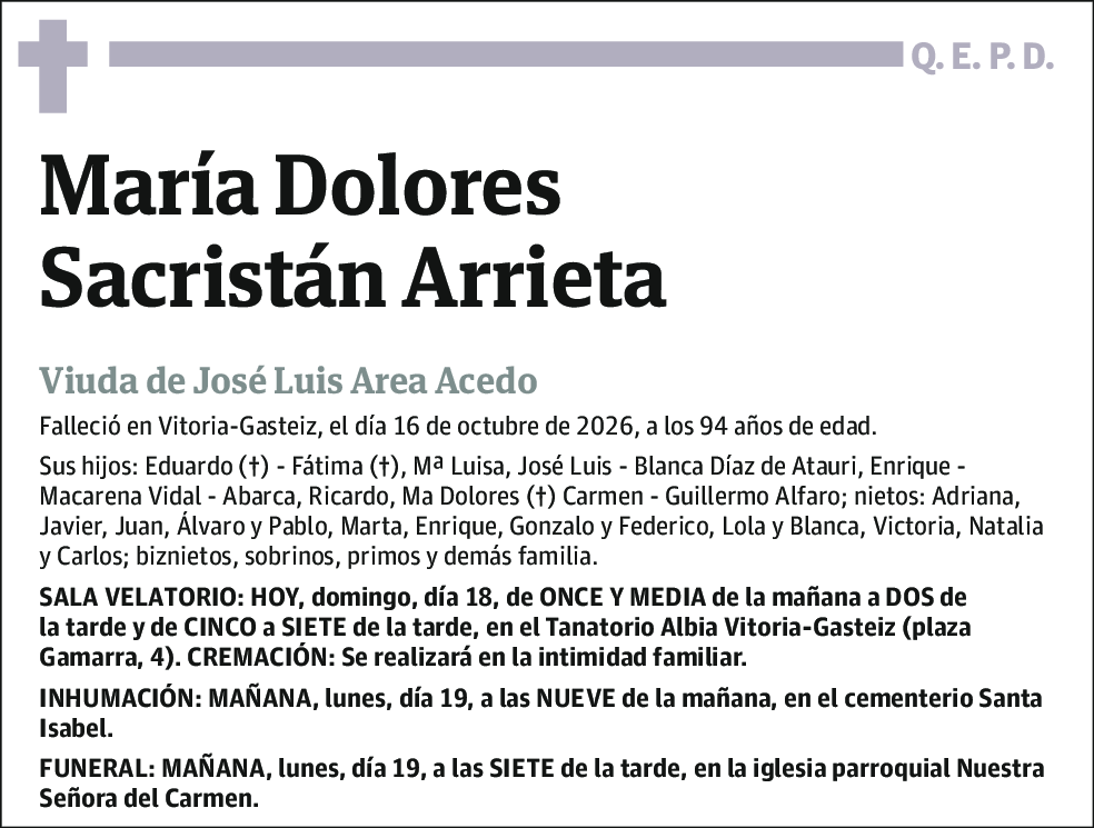 María Dolores Sacristán Arrieta