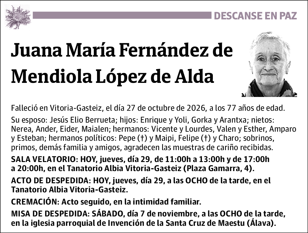 Juana María Fernández de Mendiola López de Alda