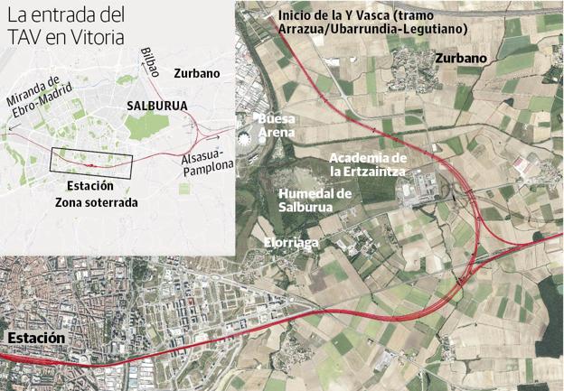 Así entrará el Tren de Alta Velocidad (TAV) a Vitoria.