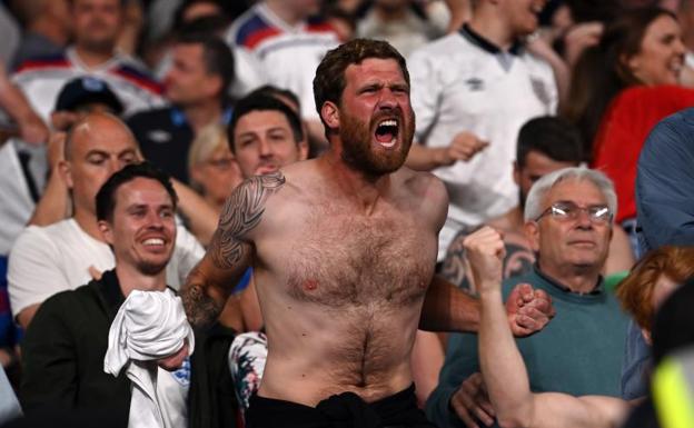 English fans in the European Cup semi-final against Denmark. 