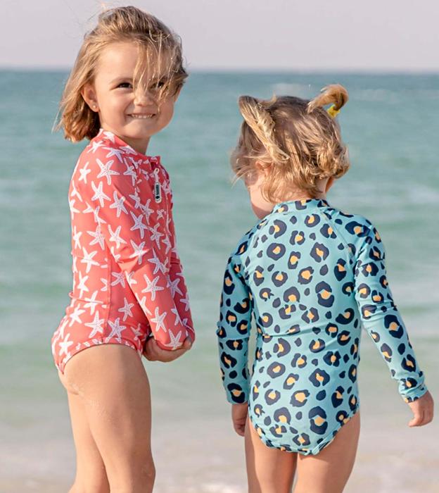 Children's swimwear with sun protection created by a dermatologist from Bilbao and her husband.