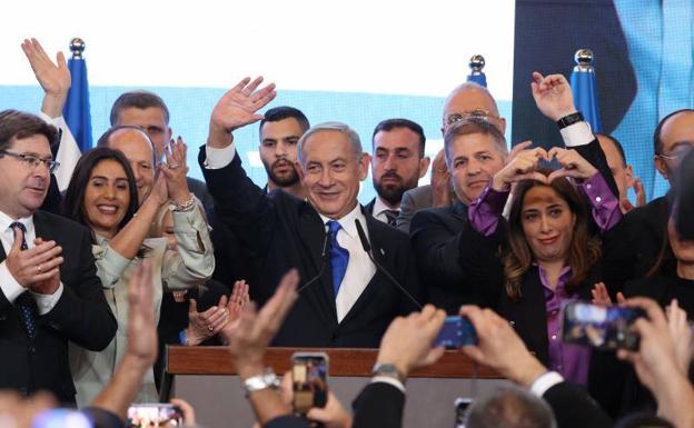 Former Prime Minister and Likud leader Benjamin Netanyahu in Jerusalem on Tuesday after winning the election.