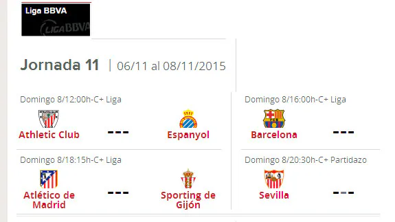 Liga BBVA directo: partidos de hoy de noviembre online | Correo